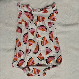 5/$15 Old Navy Watermelon Print Ruffle Trim Sleeve Romper, 6-12m